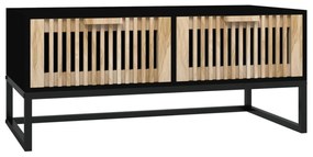 fekete szerelt fa és vas dohányzóasztal 80 x 40 x 35 cm
