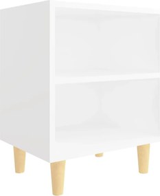 vidaXL fehér éjjeliszekrény tömör fa lábakkal 40 x 30 x 50 cm