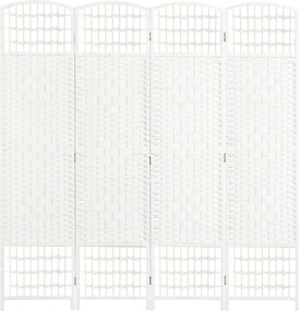 HOMCOM 4 Panelás Szobai Elválasztó 160x170 cm Összecsukható Szobai Különválasztó Papírszál és Fa Kerettel a Hálószobához és Nappalihoz Fehér | Aosom