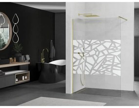 Mexen Kioto, Walk-In zuhany paraván 80 x 200 cm, 8 mm átlátszó üveg fehér mintás, arany matt profil, 800-080-101-55-85