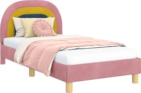 vidaXL Gyerekágy kerettel fejtámlával Rózsaszín 80 x 160 cm Bársony