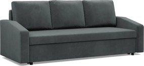 Zeus kanapéágy, bársony, hab töltet, döntött kartámasz, szürke