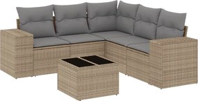 vidaXL 6 részes bézs polyrattan kerti ülőgarnitúra párnával