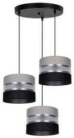 Belis Csillár zsinóron CORAL 3xE27/60W/230V fekete/szürke/króm átm. 45 cm 0994