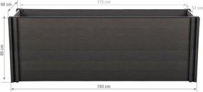 Emelt virágágyás G21 Crop 183 x 68 x 80, WPC, Eben, 80 cm