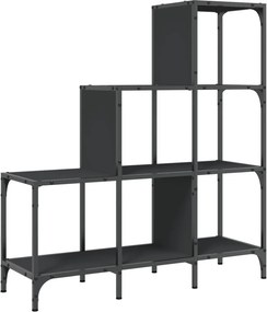 vidaXL fekete szerelt fa és fém könyvszekrény 92 x 30 x 102 cm