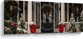 Kép - Karácsonyi díszítésű ház (órával) (90x30 cm)