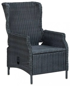 9 részes sötétszürke polyrattan kültéri étkezőszett párnákkal