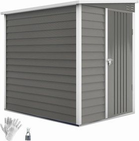 Outsunny Fém Szerszámtároló 2.3m² 142x184x181cm Alapzattal, Ferde Tetővel, Ablakkal, Zárható Ajtóval, Kesztyűvel, Időjárásálló Kertitároló Kültéri Ker