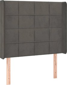vidaXL sötétszürke bársony fejtámla szárnyakkal 83x16x118/128 cm