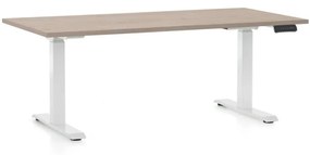 OfficeTech C állítható magasságú asztal, 160 x 80 cm, fehér alap, tölgy