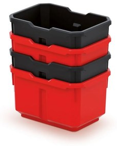 4 db tárolódoboz (doboz) készlete, fekete/piros