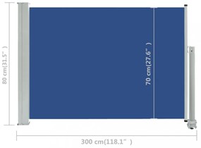 kék kihúzható oldalsó terasz napellenző 80 x 300 cm