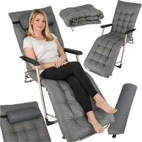 Luaro kerti napozóágy összecsukható túraszék párnával, szürke