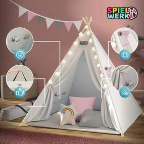 Spielwerk® Gyermeksátor Teepee 160x120x120cm - rózsaszín