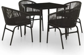 vidaXL 5 részes fekete kerti étkezőgarnitúra