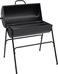 vidaXL fekete acél henger alakú grillsütő 2 sütőráccsal 80x95x90 cm
