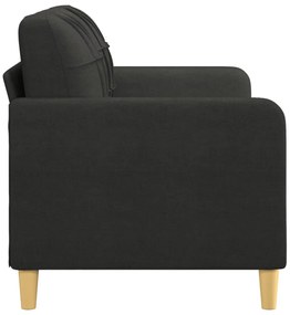 kétszemélyes fekete szövetkanapé 140 cm