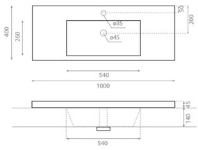 Bathco 0515 - Süllyesztett COLLOTO mosdó 100x40 cm, gyanta, fehér