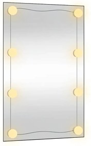 téglalap alakú üveg falitükör LED fényekkel 50 x 80 cm