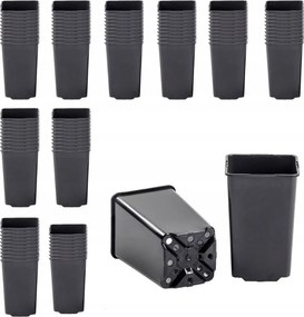 Szögletes Kaspók Magas Műanyag Palántaültetéshez 0,8L