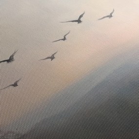 Kép - Madárcsapat (órával) (90x30 cm)