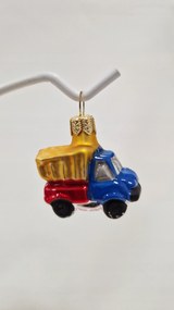 Karácsonyfadísz üvegből Dömper autó