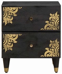 vidaXL Éjjeliszekrény 2 pcs Fekete 40 x 33 x 46 cm Tömör Mangófát