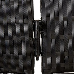 fekete 6-paneles polyrattan térelválasztó