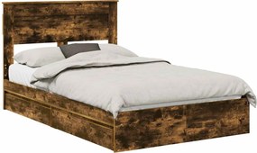 vidaXL Tárolós Ágy fejtámlával Füstölt tölgy 120 x 200 cm Faanyag
