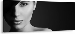 Kép - fekete-fehér portré egy kalapos nőről (120x50 cm)