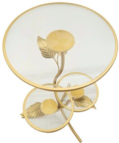 aranyszínű kisazstal levelekkel és üveg felülettel – kortárs