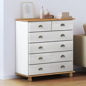 Fiókos Szekrény ASKIM&quot; Fehér 91x40x95,5 cm Tömör Fenyőből&quot;