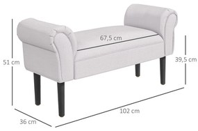 Ülőpad hálószobába, előszobába, kárpitozott pad, szürke, 102 x 31 x 51cm