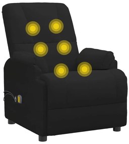 fekete művelúr felállást segítő masszázsfotel
