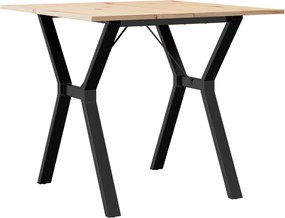 vidaXL tömör fenyőfa és acél étkezőasztal Y-vázzal 80x80x75 cm