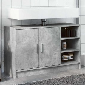 Betonszürke szerelt fa mosdószekrény 90 x 29 x 55 cm