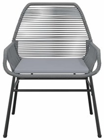 3 részes szürke polyrattan üveg kerti étkezőgarnitúra párnával