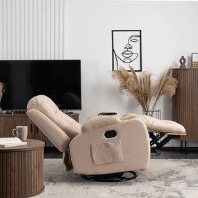 Elektromosan Vezérelhető Masszázsfunkciós Relaxfotel Bézs Szövet Kárpittal. BOX 2