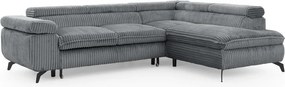 Szürke kordbársony sarokkanapé (jobb oldali-L alakú) Marbeya – Ropez