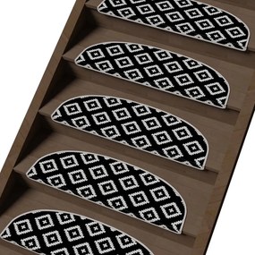 Fekete-fehér lépcsőszőnyeg szett 16 db-os 20x65 cm Art – Vitaus