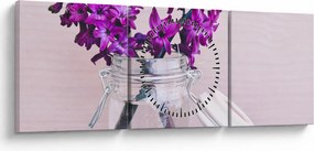 Lila virágok képe (órával) (90x30 cm)