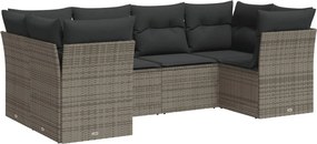 vidaXL 6 részes szürke polyrattan kerti ülőgarnitúra párnákkal
