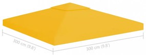 sárga kétszintes pavilon-tetőponyva 310 g/m² 3 x 3 m