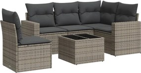 vidaXL 6 részes szürke polyrattan kerti ülőgarnitúra párnákkal