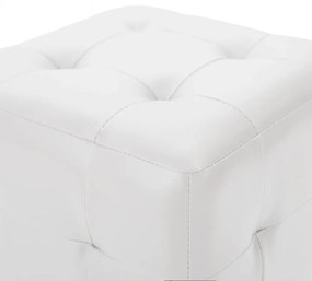 2 db fehér műbőr puff 30x30x30 cm