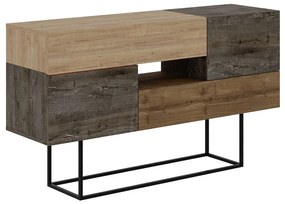 Barna-natúr színű alacsony komód tölgyfa dekorral 145x82 cm Titan – Marckeric