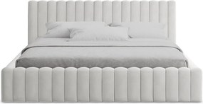 Ezüstszínű kárpitozott ágyneműtartós franciaágy ágyráccsal 160x200 cm Lemi – Makamii