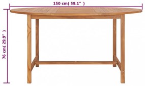 tömör tíkfa kerti asztal 150 x 76 cm