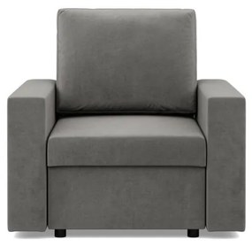 Zeus fotel, egyenes kartámasz, bársony, hab töltet, világosszürke